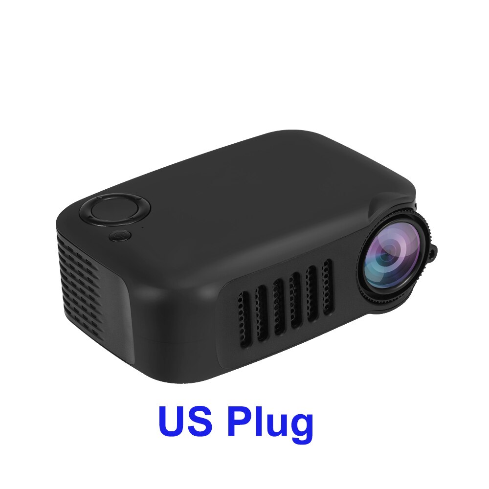 Mini proyector portátil de 800 lúmenes compatible con 1080P LCD 50.000 horas de vida lámpara de cine en casa Video proyector de apoyo banco de energía: Black US Plug