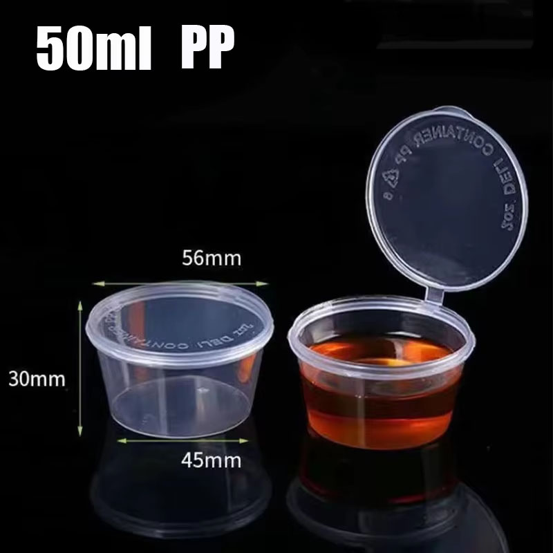 50/100 pièces 2oz Portion tasses avec couvercles jetable en plastique Sauce conteneur boîte salade pansement assaisonnement Mini cuisine organisateur: vert clair / 1-tier