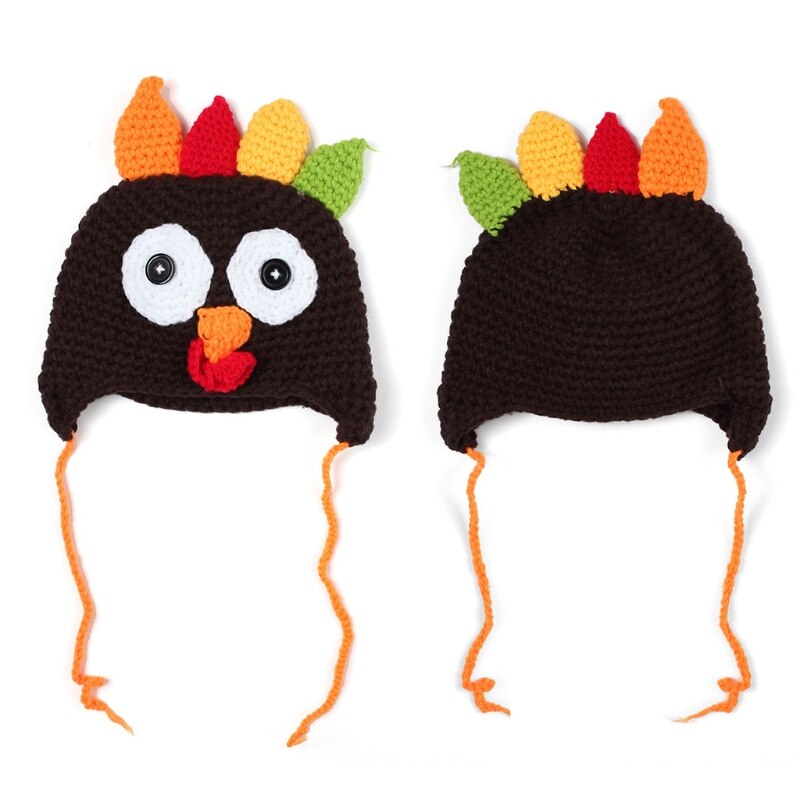Peuter kinderen baby winter warme cartoon muts grappige kalkoen thanksgiving kostuum gebreide muts feest fotografie prop