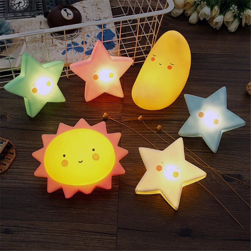 Cartoon Cute LED Kids Sleep Light Silica Gel Luminous Nightlight Lovely Lamp Sun Silicone Baby Room Light Toys