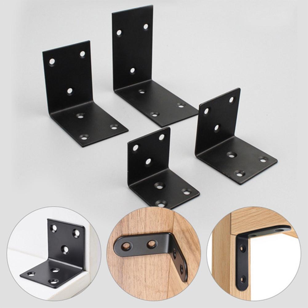 1pieces of steel support black L-shaped brackets, to hardwa with corners support screws to furniture fix right-an F3X3