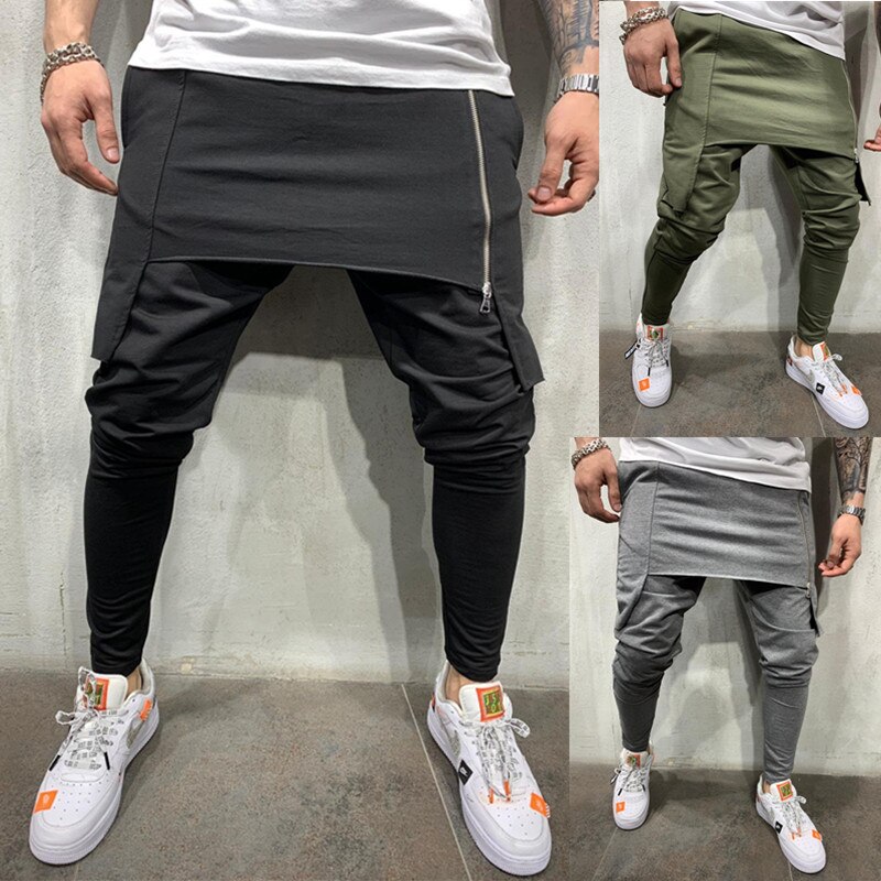Décontracté côté jupe à glissière pantalons hommes pantalons Hip Hop survêtement pantalons hommes pantalons de survêtement japonais Streetwear hommes pantalons