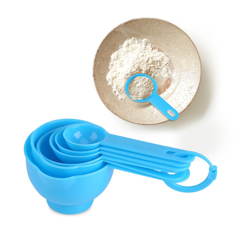 1 pc Messbecher und 6 stücke Messlöffel Scoop einstellen PVC Griff Küche Sauerei Werkzeug Küche Löffel für Gewürze backen Gerät