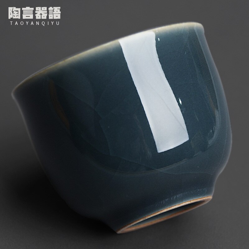 Jingdezhen ji celadon glasur guld tekop håndlavet keramik kung fu te master single kop retro groft keramik te kop