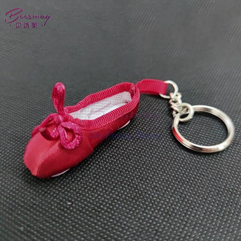 Mini danser satin ballet nøglering lilla ballet tå nøglering ballet sko nøglering dans lille værktøj til piger: Størrelse c rød