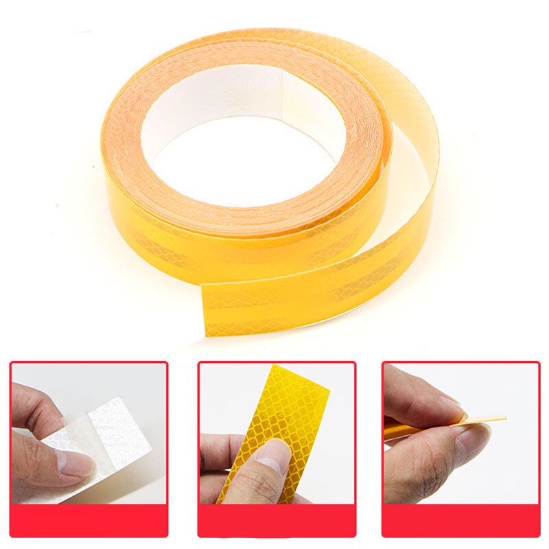 1cmx8m Bike Reflective Stickers Fluorescent MTB Bicycle Wheels Tapes Safety Warning Sticker Decoration Cycling Accessories