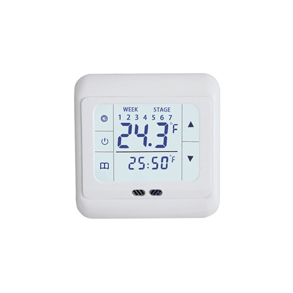 White Digital Floor Thermostat Touch Screen AC 220V Floor Heating Room Thermostat for Home Heating System Temperature Controller: No probe