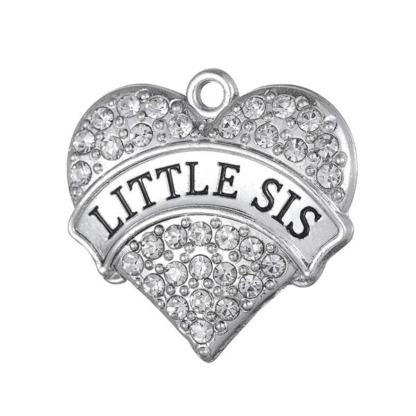 Mein form Großen Herzen Big Sis Nahen Sis Wenig Sis Baby Sis Mom Nana Schwester Kristall Strass Anhänger Charms 5 stücke: Little Sis