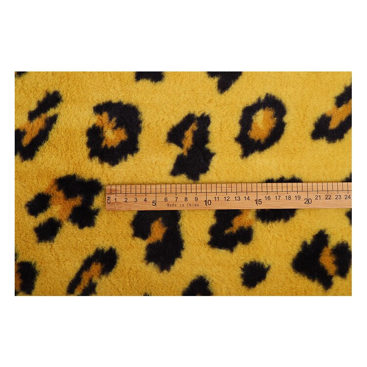 Polyester kanin plys stof trykt leopard print plys stof tøj legetøj flannel hjemme tekstil børnetøj stof: Gul