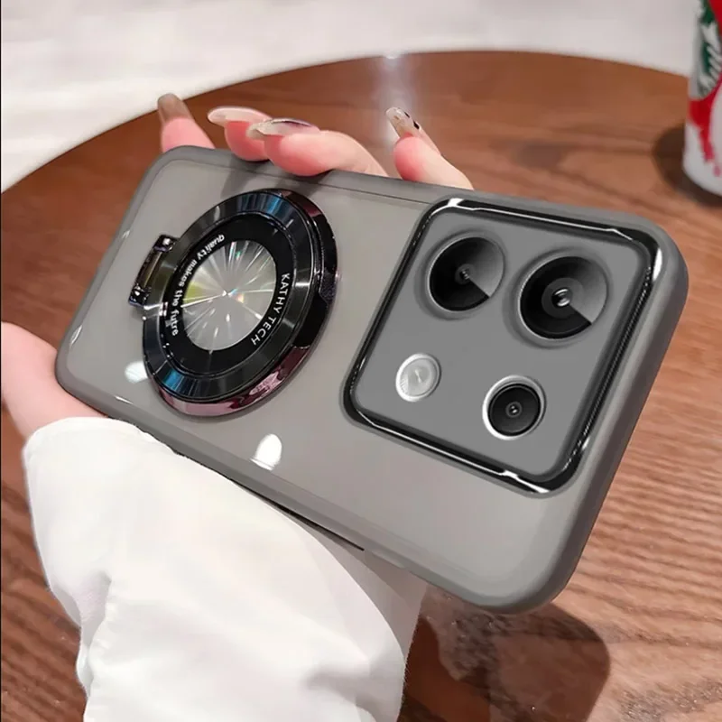 For Magsafe Magnetic Stand Holder Silicone Case For Funda Motorola Moto G15 G56 G05 G85 G35 G75 G86 G84 G53 Transparent Cover: black / For Samsung Galaxy S22+