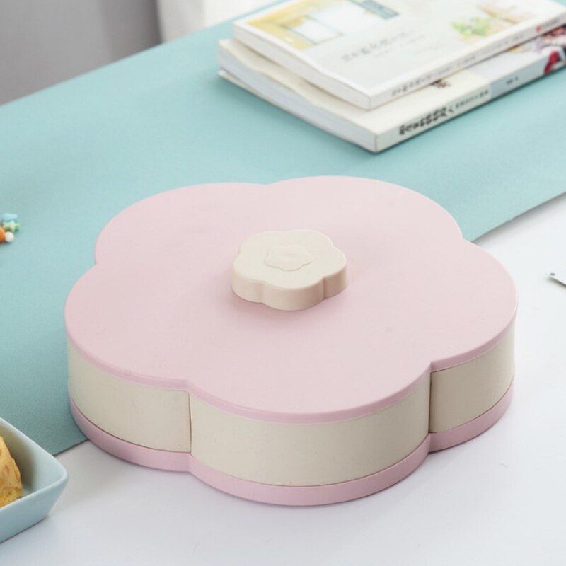 Caja giratoria en forma de pétalo para golosinas, bandeja para dulces, caja de almacenamiento para alimentos, cajas de almacenamiento para dulces, organizador de fruta para alimentos, cajas ecológicas