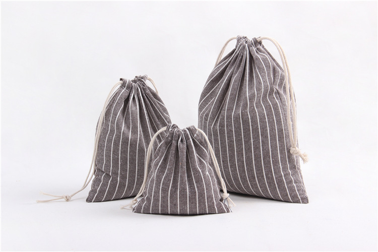 Cotton Linen Drawstring Cosmetic Bag Bag Travel Luggage Packing Pouch Storage Bags for Wedding Christmas Jewelry Packaging: L / Brown