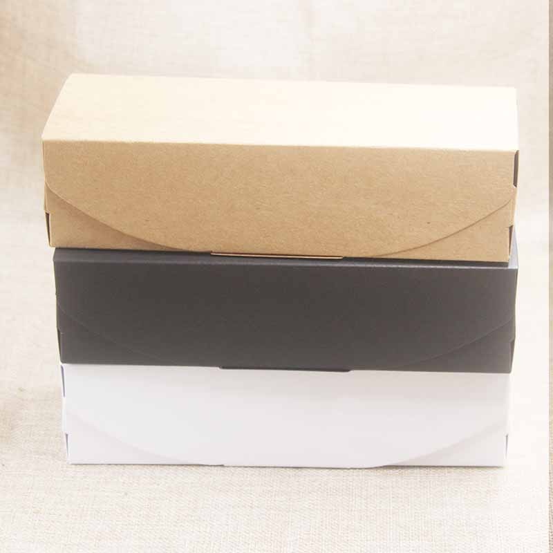 5PCS 19.2*7*5cm Deluxe Pure color paper box Kraft&black&white color Cake&Cookies&candy packageing boxes Festivals box