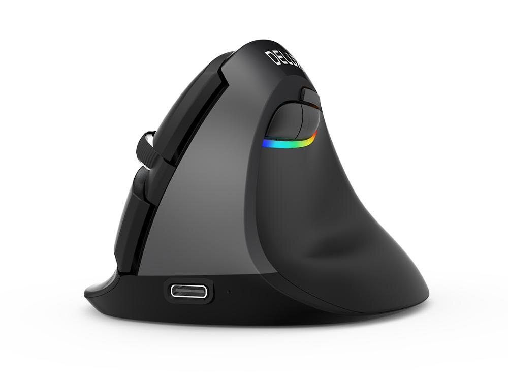 Delux M618 Mini Ergonomic Mouse Gaming Wireless Vertical Mouse Bluetooth 2.4GHz RGB Rechargeable Silent Mice for Office: Default Title