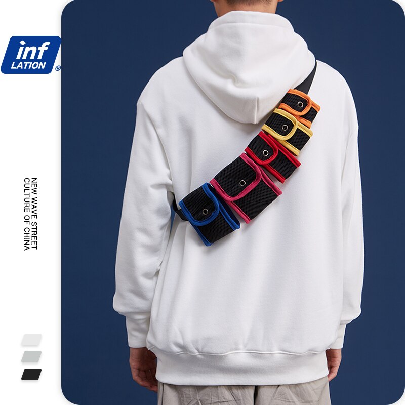 inflacja Reflctive saszetka biodrowa s Multi paczki wodoodporna męska saszetka biodrowa dupa Streetwear biodro chmiel męska funkcja woreczek 186AI2018