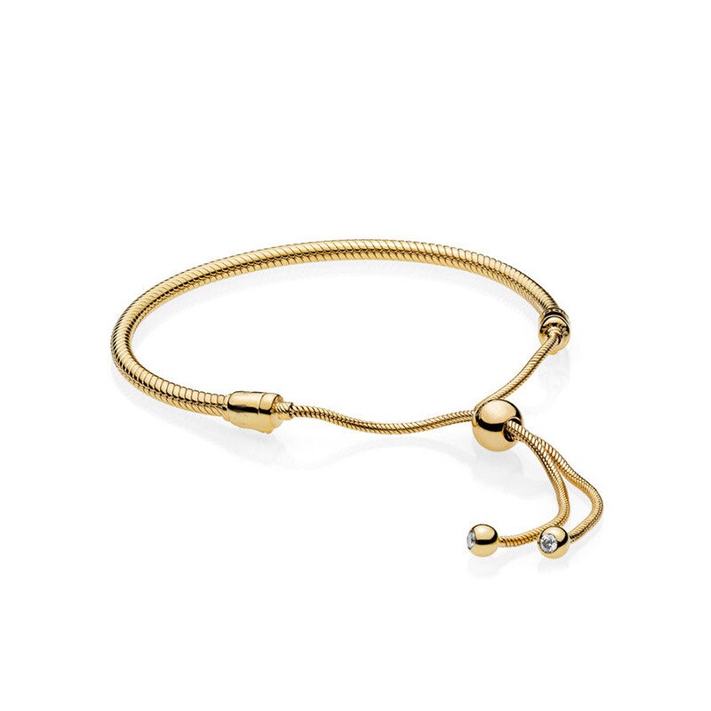 Pulsera de oro rosa para mujer, cuerda de mano a la , simple, cadena de hueso de serpiente, Europa: Color dorado