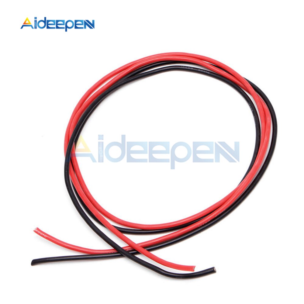 14 AWG Gauge Wire Flexible Silicone Stranded Copper Cables For RC Black 1M + Red 1M