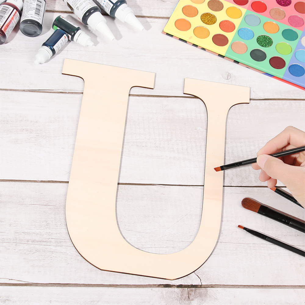 Ornamentos de porta de parede semiacabados, decoração de casa em branco pintável 30cm letras de madeira alfabeto inacabado diy artesanato em madeira