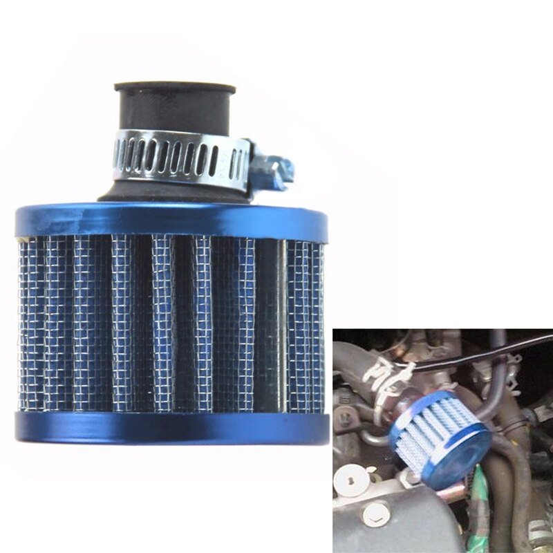 VODOOL Car Air Intake Filter 12mm Blue Mini Car Motor High Flow Cold Air Intake Filter Turbo Vent Crank Auto Filter Cleaner