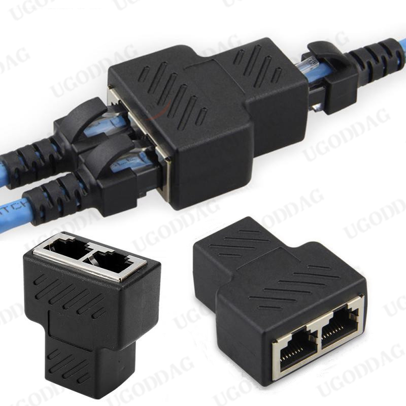 1Pcs 1 Naar 2 Manier Lan RJ45 Extender Splitter Ethernet Adapter Voor Internet Kabel Verbinding 1 Ingang 2 Uitgang