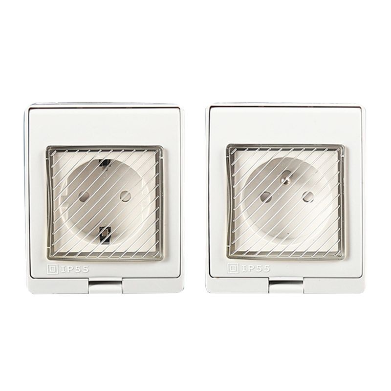 IP55 Waterproof Wall Socket Anti-UV Surface Mount Germany France Power Outlet for Kitchen Bathroom Universal