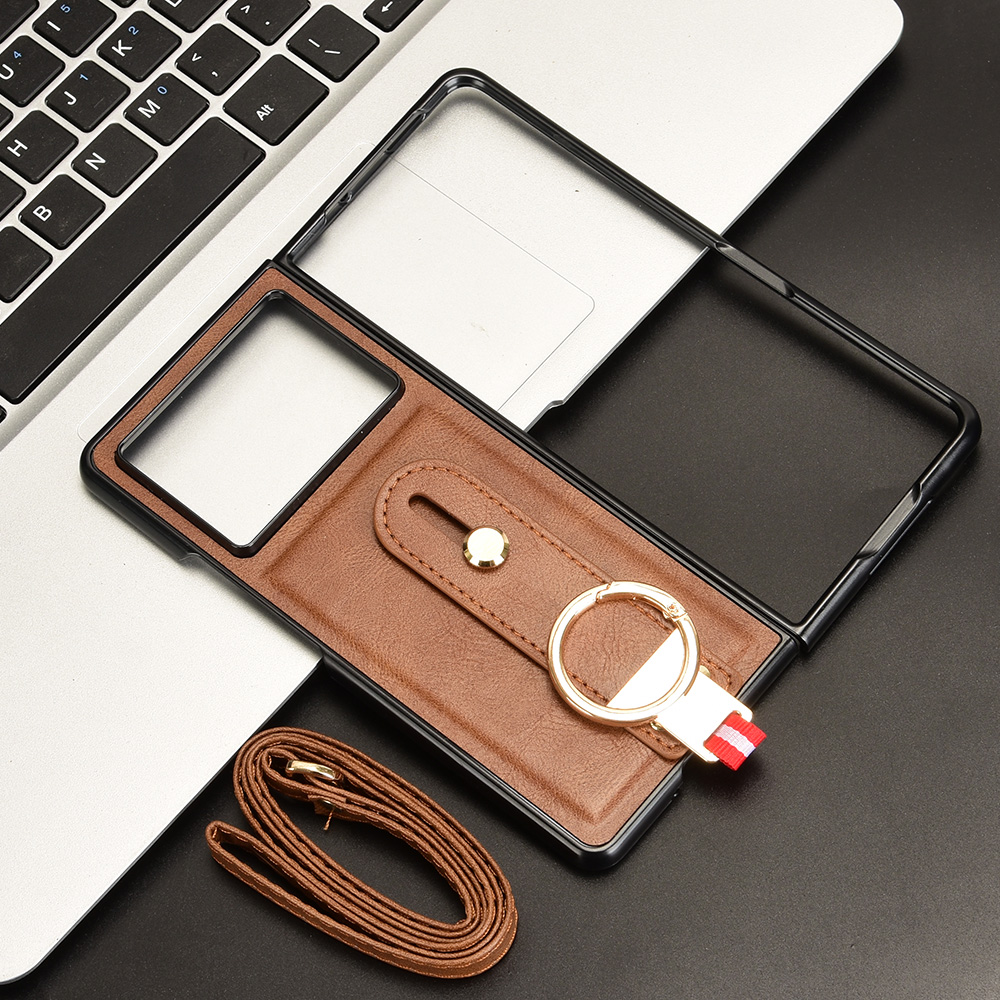 Luxe leren flip-wallet telefoonhoesje voor tecno phantom v fold 2 met standaardfunctie  ae10 op ae10op kaarthouder 2 ae10-: Oranje