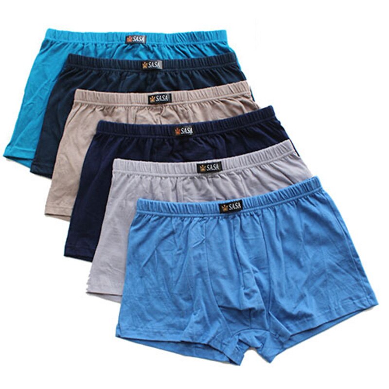 6pcs Men Boxer Underwear Cotton Boxers Panties Comfortable Mens Underpants Sexy Solid Cuecas Trunks Brand Shorts Men Boxer 4XL: 6PCS BAOJIN / 4XL 80-90KG