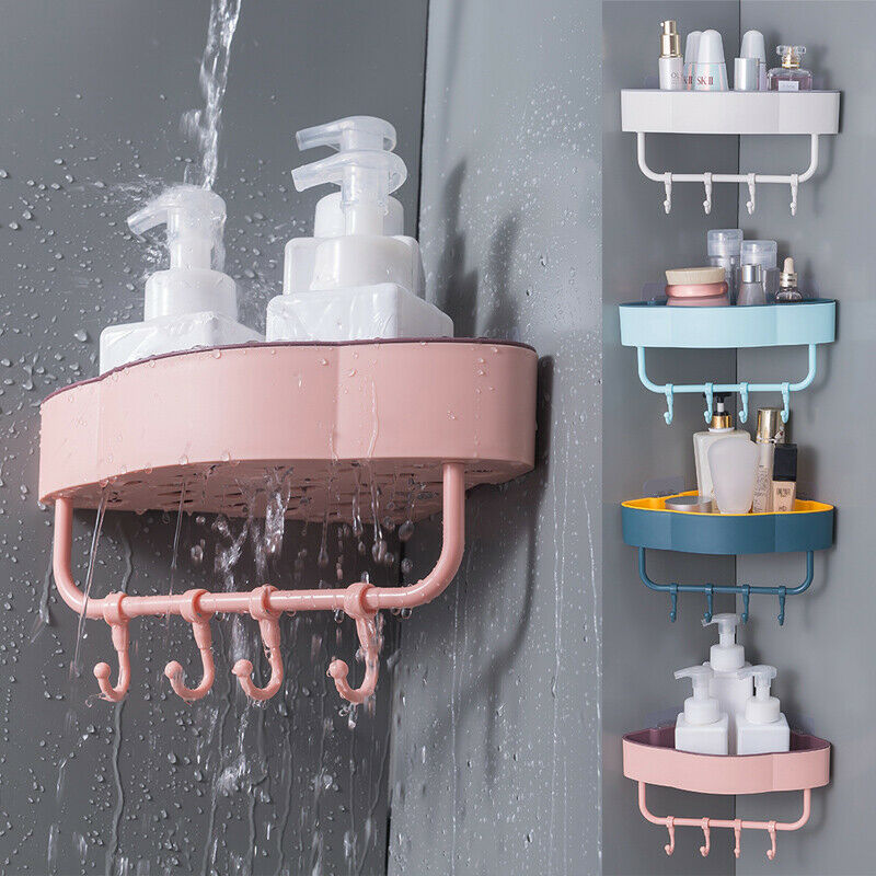 Estante de ducha Triangular para baño, esquinero de almacenamiento, organizador de ganchos