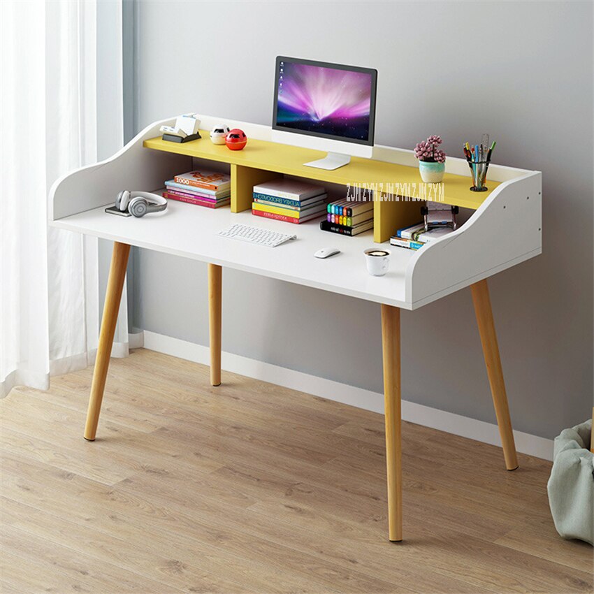 B2658 120cm Economic And Wood Simple Office Desk Double Layer Student Writing Laptop Desk Bedroom Modern Computer Desk