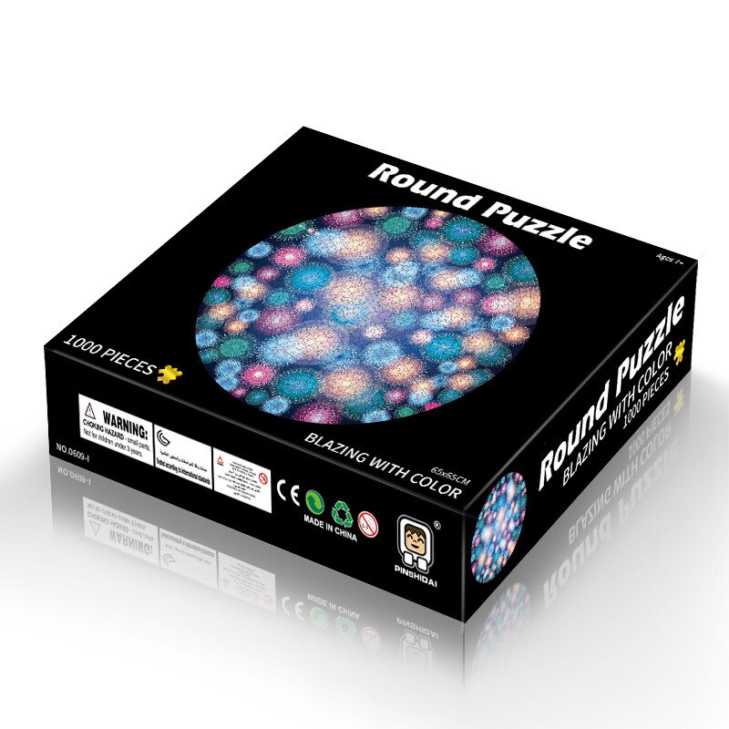 Puzzels 1000 Stuks Ronde Legpuzzels Regenboog Aarde Maan Palet Intellectuele Spel Voor Volwassenen En Kinderen Puzzel: fireworks