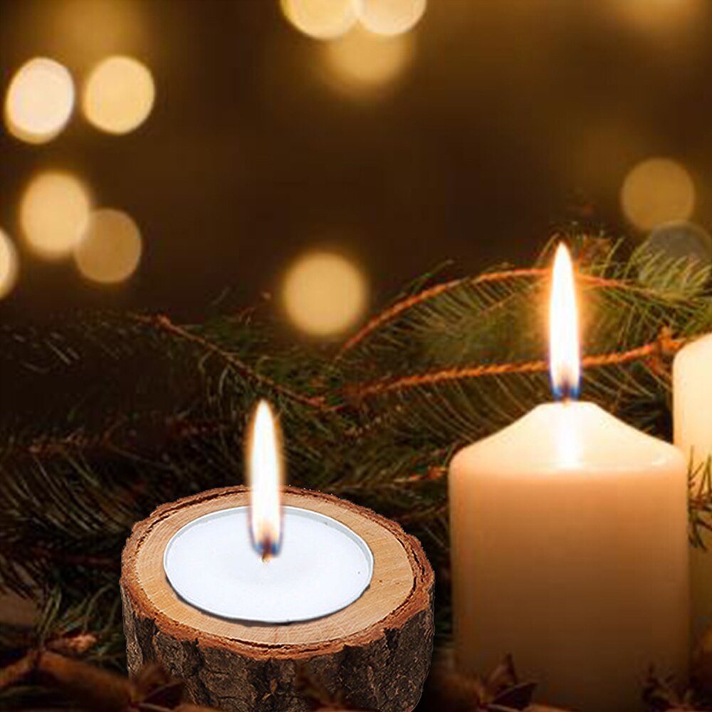 3pcs/pack 2.5cm Rustic Wedding Centerpieces Wood Candlestick for Wedding Table Decoration Natural Wood Candle Holder Stand