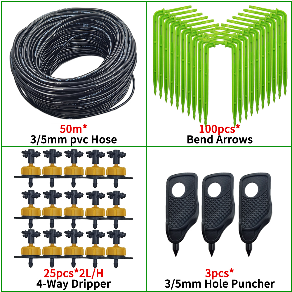 Oasis-sistemas de riego por microgoteo para jardín, kit de goteros de flecha de 3/5mm, para invernadero de bonsái en maceta, 10-100M, 4L, 8l/H: plum