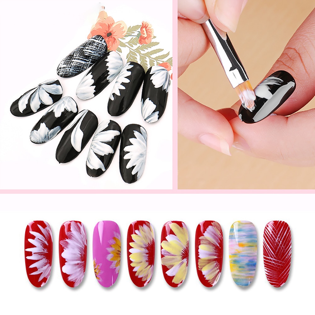 Lápiz de pétalos para uñas, herramientas de manicura de pluma, pincel pintado para decoración de uñas, apto para todas las pieles, 6 formas a elegir, 1 unidad