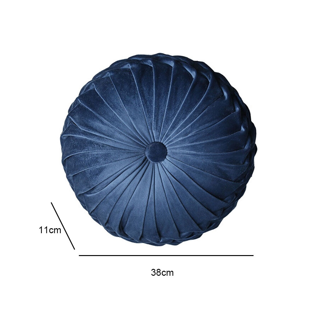 35 x 35cm europeisk stil rund massiv sittdyna sammet kudde kudde handgjorda veckade hjul pumpa sittdyna