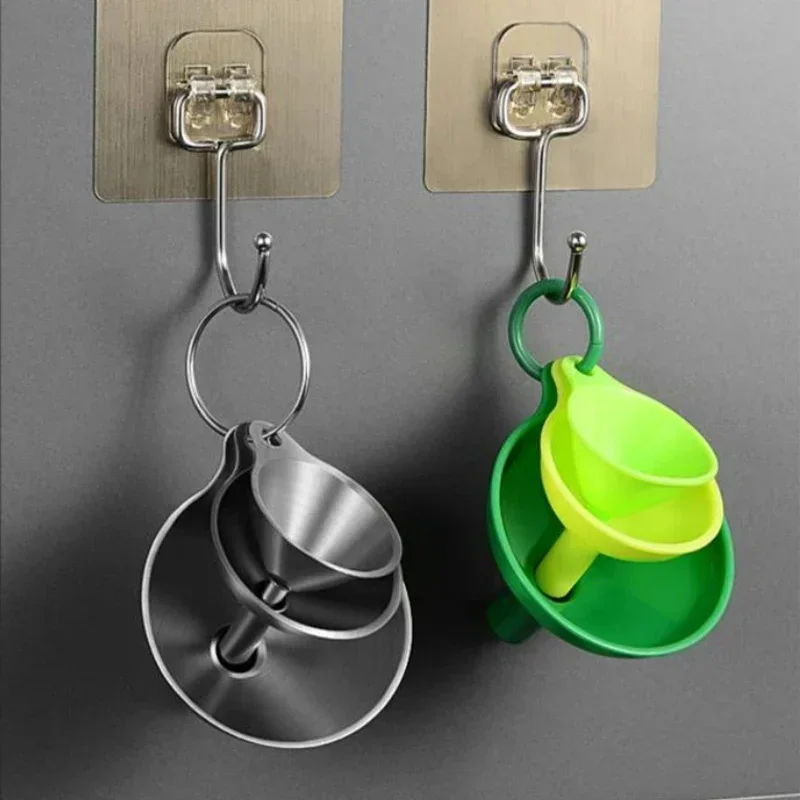 Juego de embudos de cocina de acero inoxidable, embudos metálicos de alimentaria para llenar botellas, embudos pequeños para especias de aceites esenciales, 3/5 Uds.