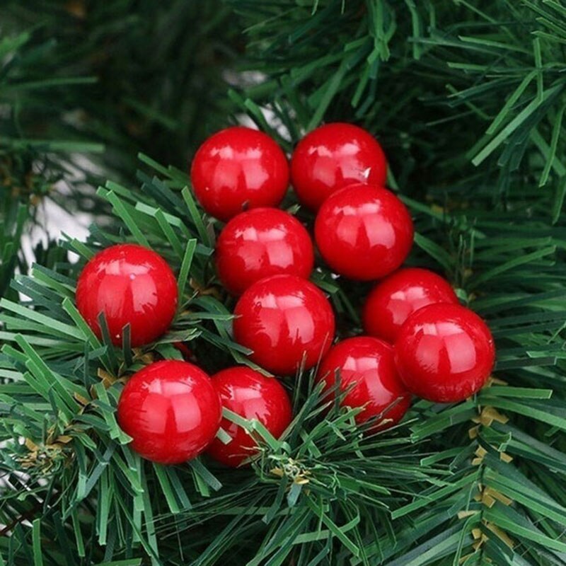 100pcs Mini Christmas Simulation Red Berries Xmas Tree Decoration Pendant Artificial Fruit Cherry Year
