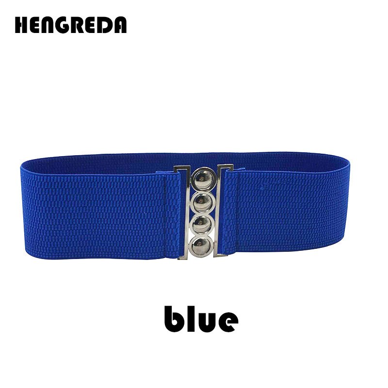 Elastic Belt for Dress Women Waist Belt hengreda Stretch Elastic Wide Corset Waist by Metal Buckle for Skrit Pants: Blue