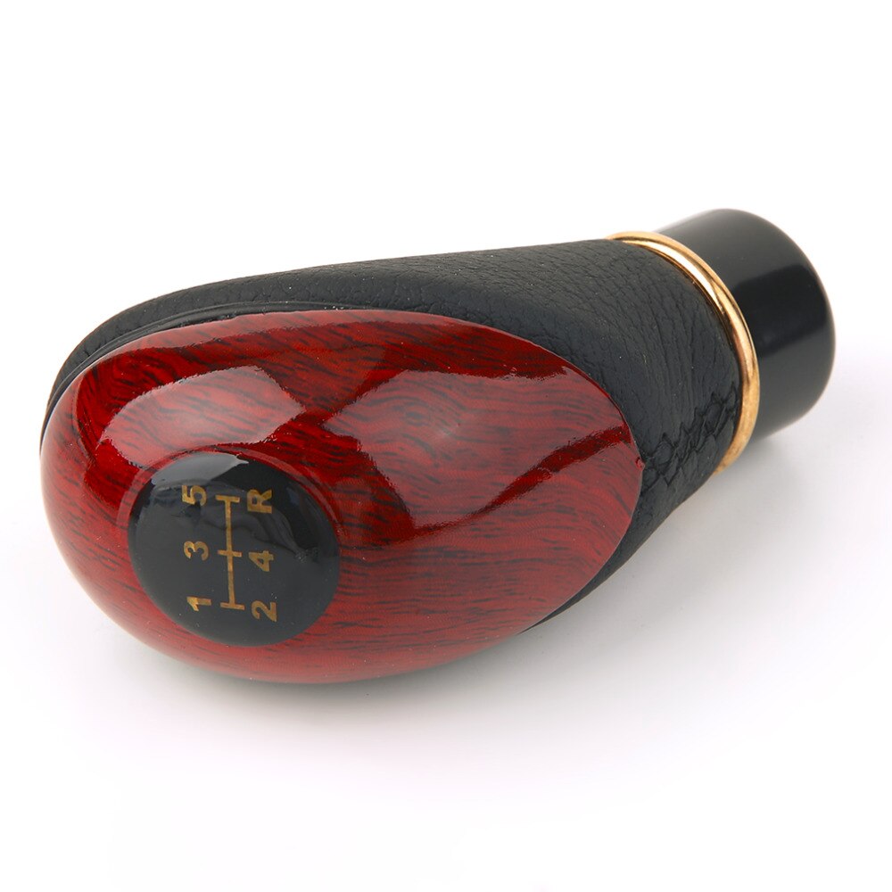 Palanca de cambios Manual de 5 velocidades para coche y camión, perilla de caja de cambios de 10mm, exquisita perilla de caja de cambios Universal de cuero PU de madera