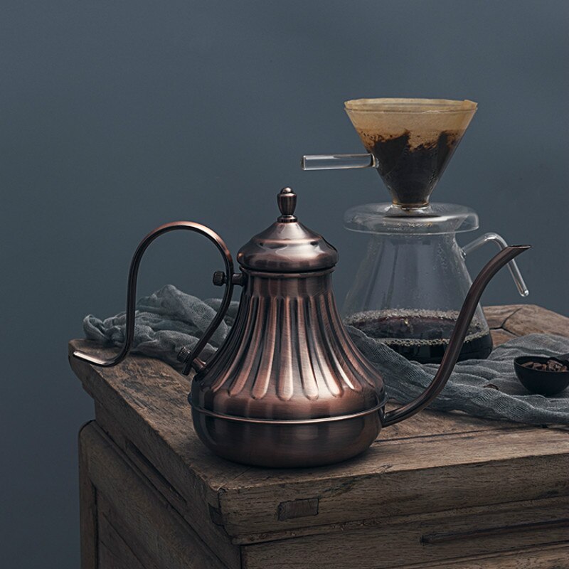 Royal Fine Mouth Gooseneck Coffee Pot Long Spout Pour Over Drip Coffee Kettle Bronze 304 Stainless Steel DIY Coffe Maker Teapot