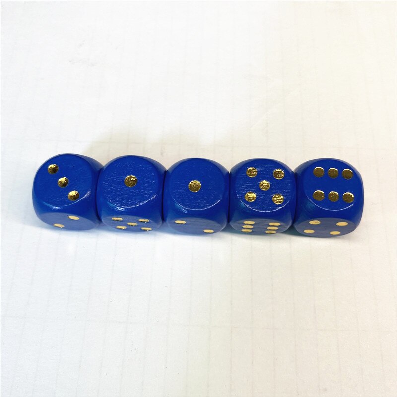 10pcs Wood Dice D6 Sided Dice 16mm Digital number or point Cubes Round Corner For Kid Toys Board Games: Blue