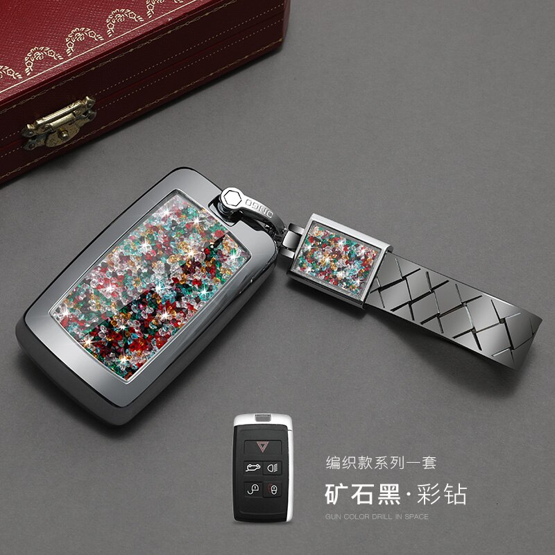 Car Remote Diamond key case key Cover For Land Rover Range Rover Evoque Discovery Sport 5: black set 02