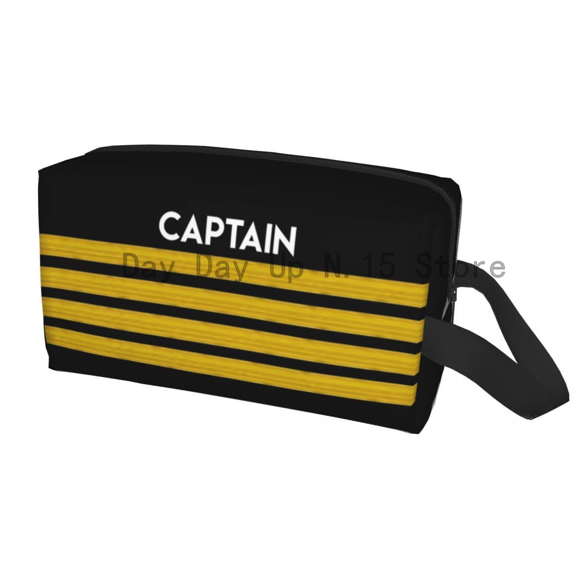 Pilot Captain Stripes Cosmetic Bag Large Capacity Aviation Airplane Aviator Makeup Case Beauty Storage Toiletry Bags: Gold