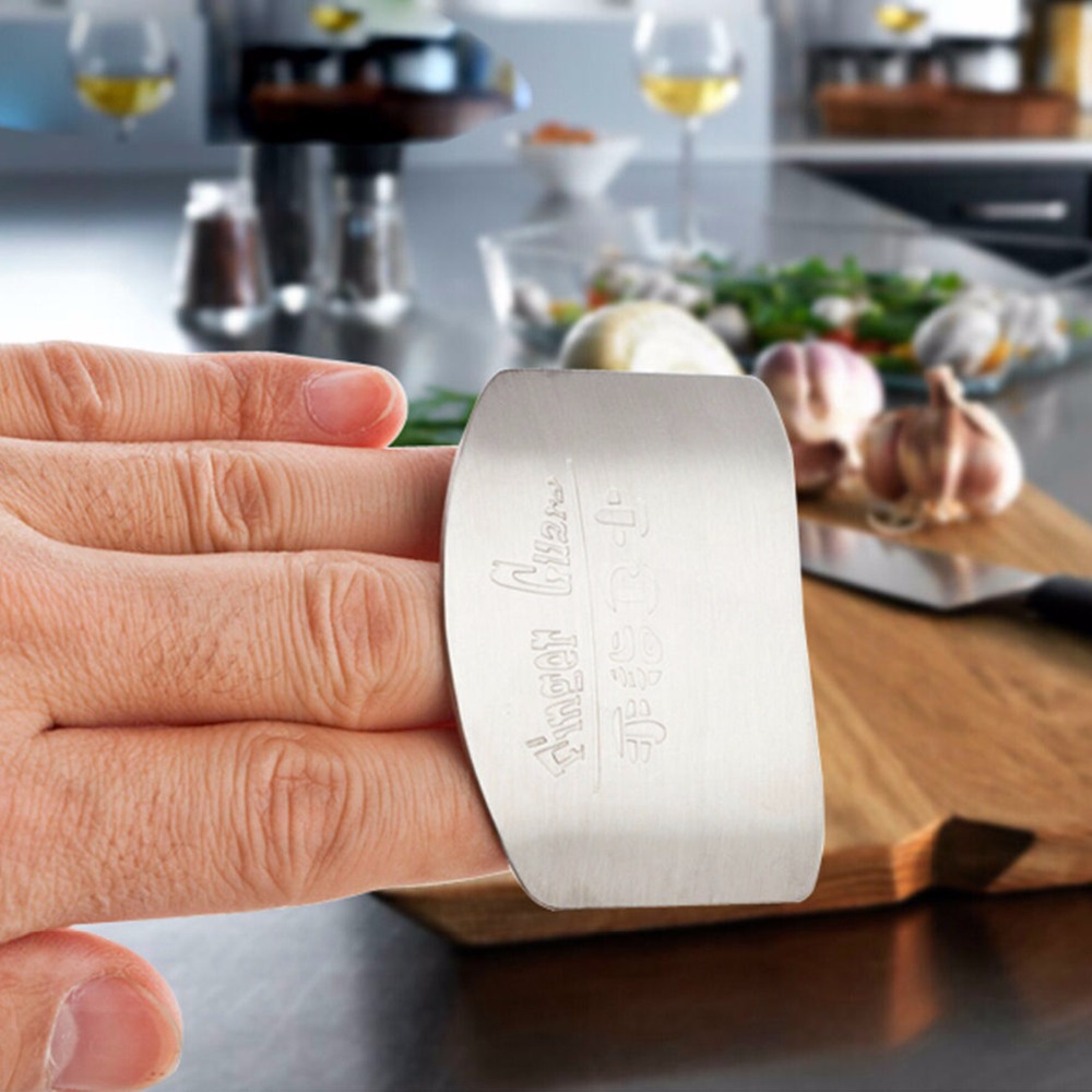 2 stücke Küche Edelstahl Scheibe Schneiden Finger Schutz Hand schneiden sicher bewachen Gemüse Obst Werkzeug