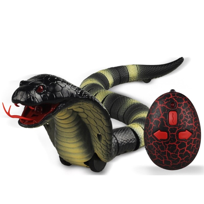 Remote control snake cobra toy animal trick scary prank toy tricky scary props funny simulation animal snake: Black