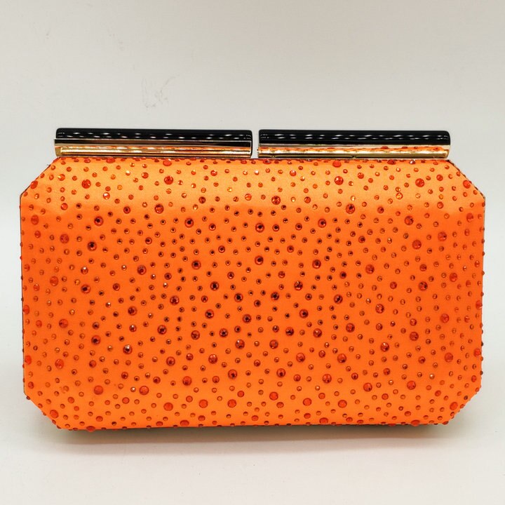 Boutique De FGG Oranje Crystal Vrouwen Evening Clutch Bag Metalen Frame Acryl Sluiting Bruiloft Banket Keten Schoudertas Handtas: Orange Evening Bag