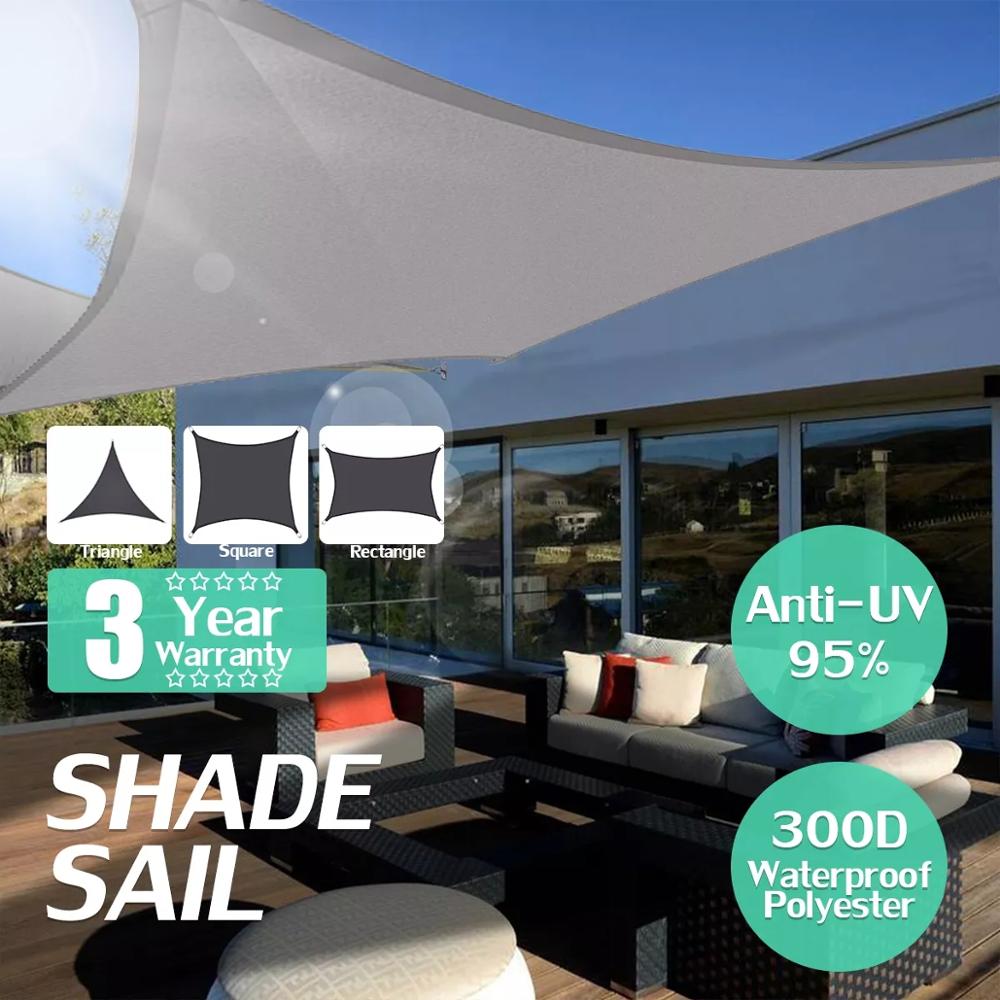 Vandtæt 300d firkantet rektangel skygge sejl have terrasse baldakin svømning solskygge camping vandreture sejl fortelt