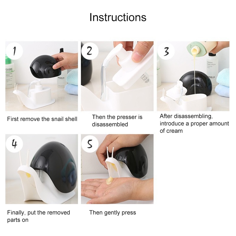Bathroom Shampoo Dispenser Snail Shape Hand Soap Liquid Shampoo Shower Container MJJ88