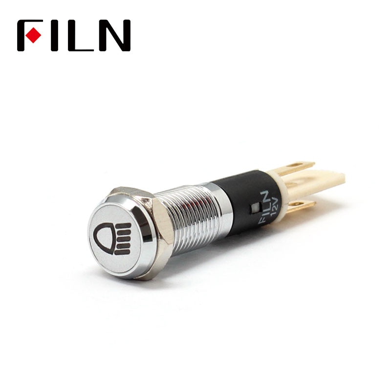 FILN – voyant lumineux led C37 12v pour tableau de bord de voiture, coque argentée, 8mm, avec pied à souder