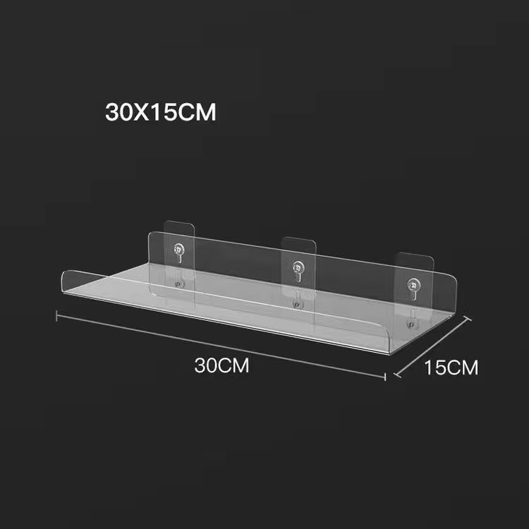 Estante de almacenamiento acrílico transparente, estantes montados en la pared para sala de estar, estante de exhibición para registros, accesorios de baño, estante flotante: Naranja