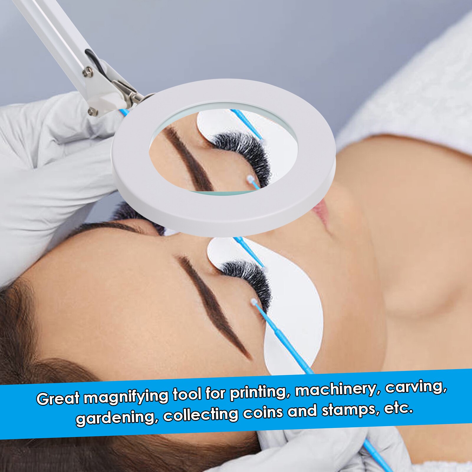 8X Magnification Magnifying Glass with Light Stand LED Desk Lamp 10 Levels Adjustable Brightness Dimmable Desk Lamp USB Powered